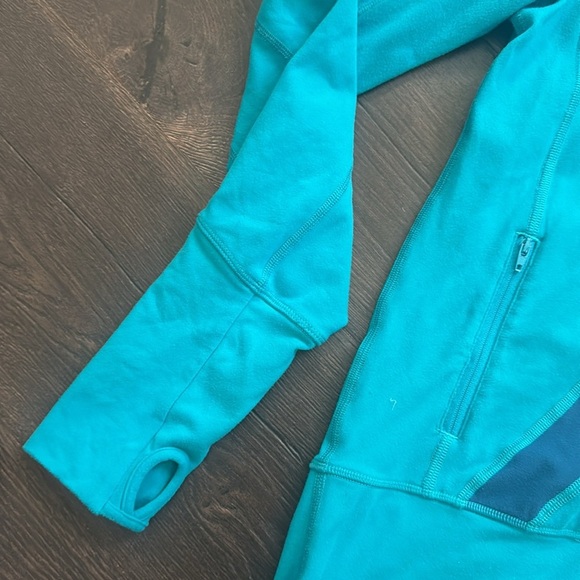 Lululemon Stride Hooded Full Zip Jacket Teal/Blue size 6 Long Sleeve Hoodie - Picture 4 of 9